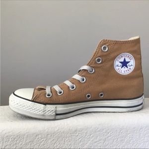 Tan converse all star high tops